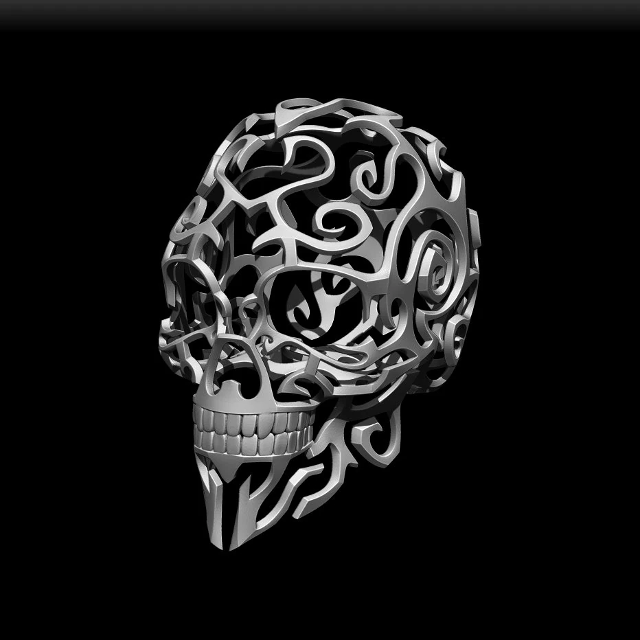 patterned skull 3D Print Model .c4d .max .obj .3ds .fbx .stl .blend 