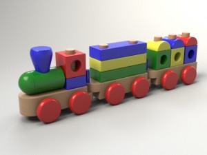 wood train toy Modèle 3D