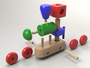 wood train toy 3D Model