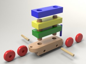 wood train toy 3D Model