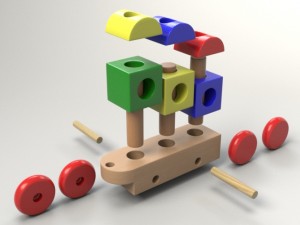 wood train toy 3D Model