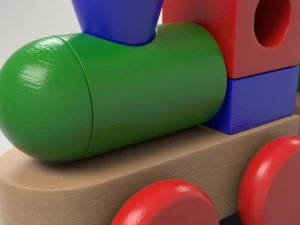 wood train toy 3D Model