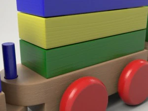 wood train toy 3D Model