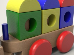 wood train toy 3D Model
