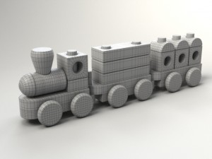 wood train toy 3D Model