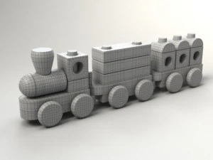 wood train toy 3D Model