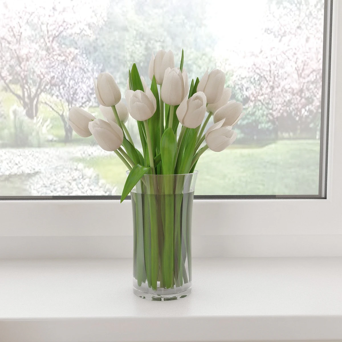 white tulips 3D Model .c4d .max .obj .3ds .fbx .stl .blend 
