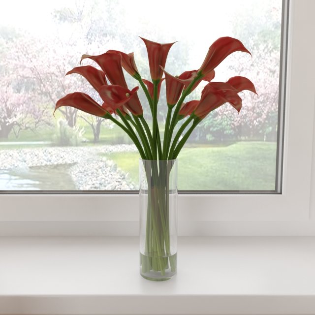 red calla lilies Modelo 3D .c4d .max .obj .3ds .fbx .stl .blend 