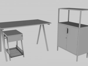 Furniture Set IKEA TROTTEN - Table Cabinet Drawer unit 3D Model