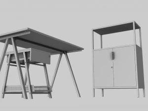 Furniture Set IKEA TROTTEN - Table Cabinet Drawer unit 3D Model