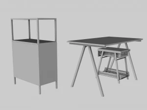 Furniture Set IKEA TROTTEN - Table Cabinet Drawer unit 3D Model