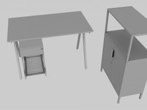 Furniture Set IKEA TROTTEN - Table Cabinet Drawer unit 3D Model