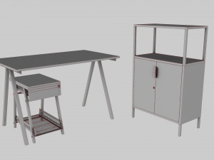 Furniture Set IKEA TROTTEN - Table Cabinet Drawer unit 3D 모델