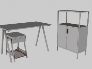 Furniture Set IKEA TROTTEN - Table Cabinet Drawer unit 3D Model