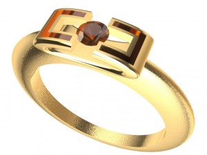 ring with gem and enamel 3D Print Model
