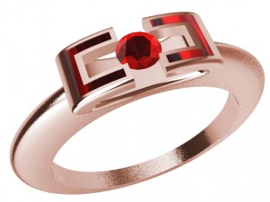 ring with gem and enamel Model Cetak 3D