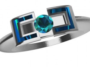 ring with gem and enamel Model Cetak 3D