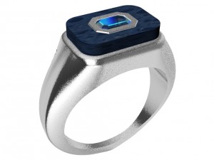 ring with gem and wood 3D 打印模型