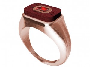 ring with gem and wood 3D 打印模型
