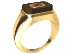 ring with gem and wood 3D 打印模型