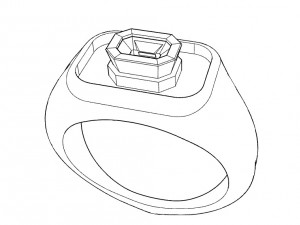 ring with gem and wood 3D 打印模型