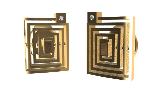 earrings with gems and wood 3D 프린트 모델 .c4d .max .obj .3ds .fbx .stl .blend 