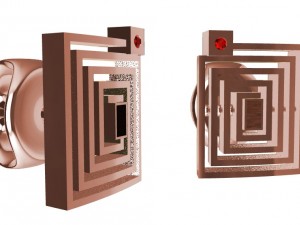 earrings with gems and wood 3D 프린트 모델