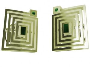 earrings with gems and wood 3D 프린트 모델