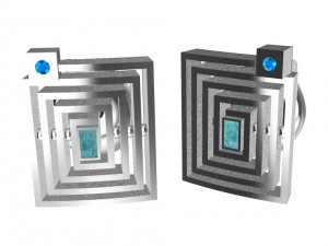 earrings with gems and wood 3D 프린트 모델