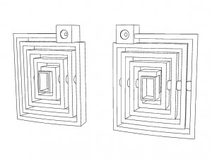 earrings with gems and wood 3D 프린트 모델