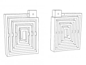 earrings with gems and wood 3D 프린트 모델