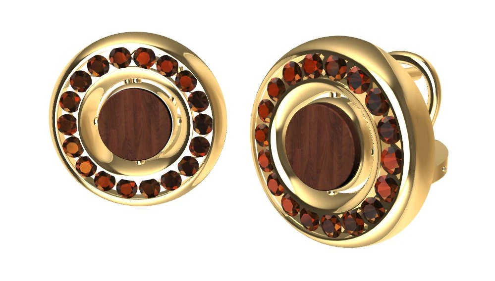 earrings with gems and wood 3D Print Model .c4d .max .obj .3ds .fbx .stl .blend 