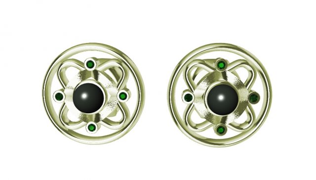 Download earrings with pearls and gems 3D Model
