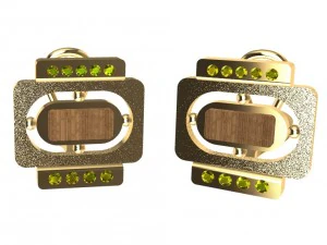 earrings with wood and gems 3D Print Model