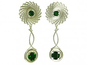 earrings with wood and gems 3D 프린트 모델
