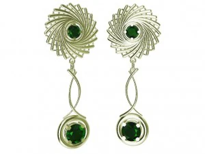 earrings with wood and gems 3D Print Model