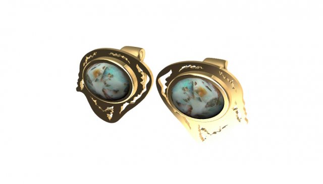 earrings with opal 3D Принт Модель .c4d .max .obj .3ds .fbx .stl .blend 