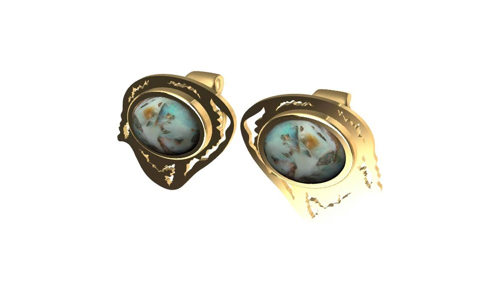 earrings with opal 3D Print Model .c4d .max .obj .3ds .fbx .stl .blend 