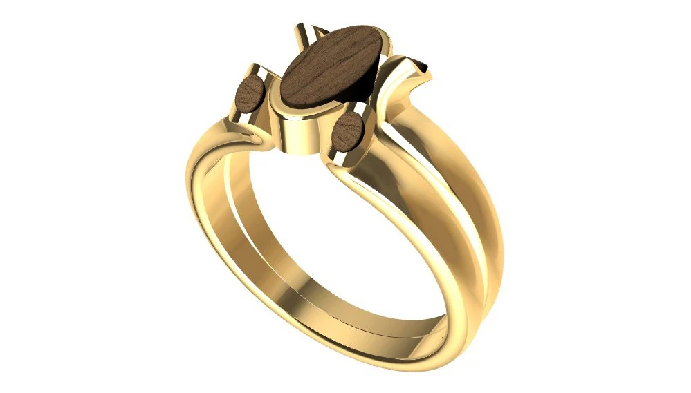 ring with wood 3D Print Model .c4d .max .obj .3ds .fbx .stl .blend 