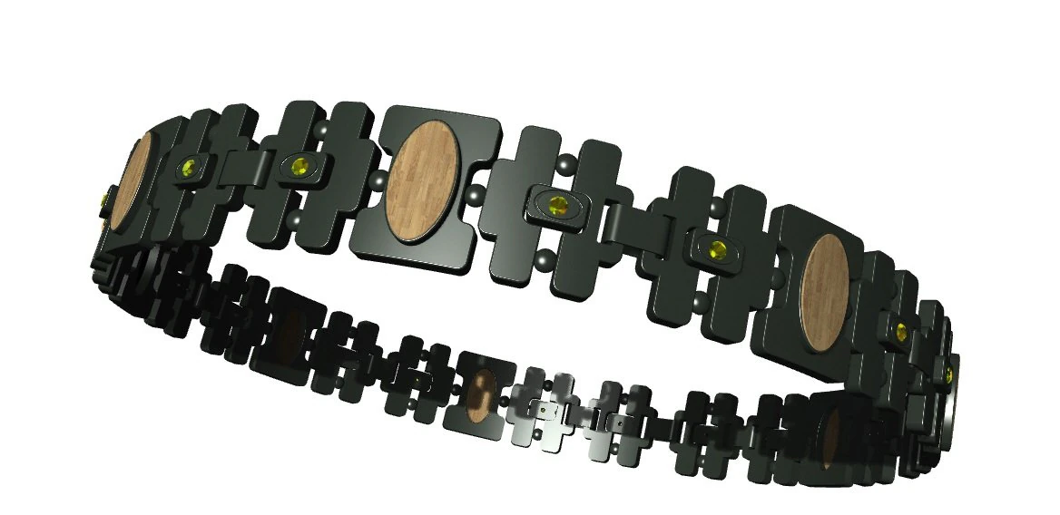 bracelet with gems wood and other 3D Print Model .c4d .max .obj .3ds .fbx .stl .blend 