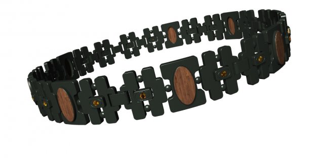 Download bracelet with gems wood and other 3D Model