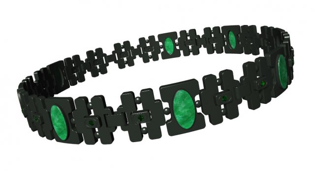 Download bracelet with gems wood and other 3D Model