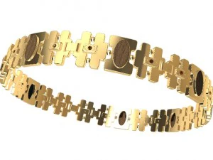bracelet with gems wood and other 3D Print Model