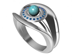 ring with gems - pearl and other 3D Print Model