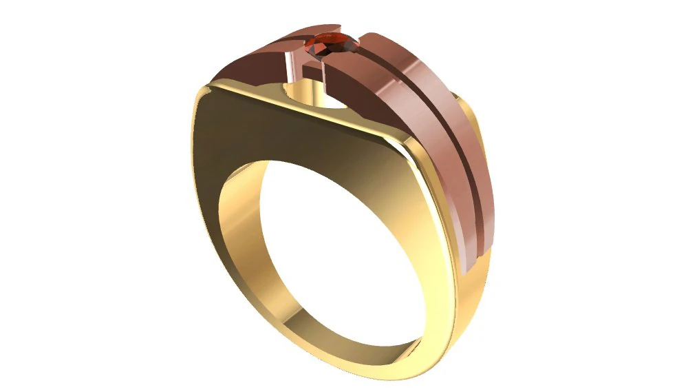 bicolor ring with gem 3D Print Model .c4d .max .obj .3ds .fbx .stl .blend 