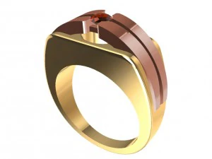 宝石付きバイカラーリング 3Dプリントモデル