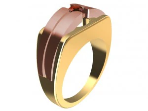 bicolor ring with gem 3D Print Model