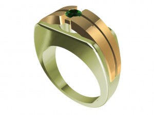 bicolor ring with gem Modello di stampa 3D