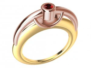 bicolor ring with gem 3D Print Model