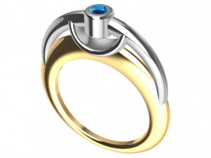 bicolor ring with gem 3D Принт Модель